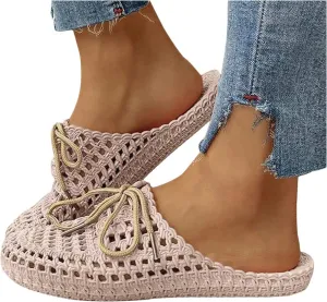 AKIWOS Walking Shoes for Women,Lady Casual Breathable Hollow-Out Round Toe Slip-On Shoes Flat with Sneakers
