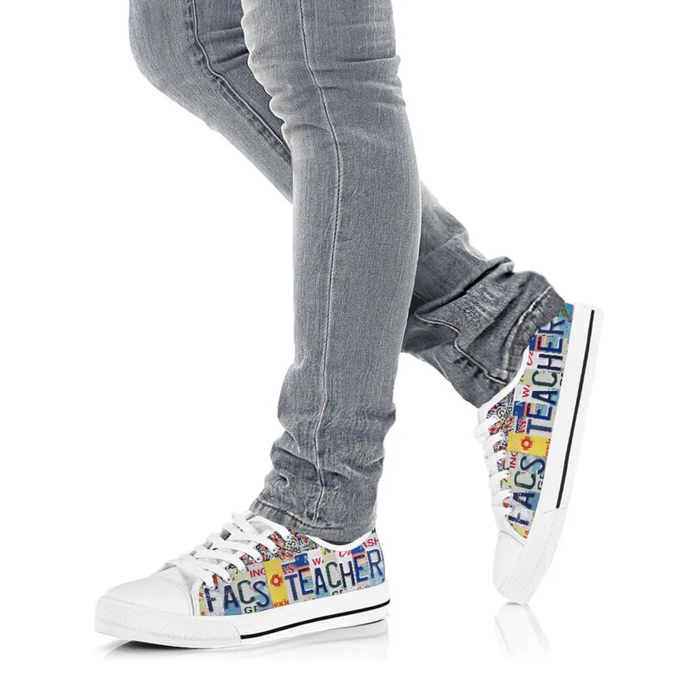 Facs Teacher License Plates Low Top Shoes, Teacher Shoes, Low Top Sneakers