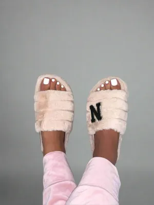 Fluffy Sling Back Slipper / Nude