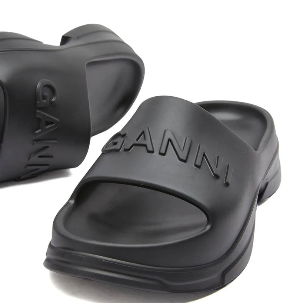 Ganni Light Weight Pool Flip Flops, black