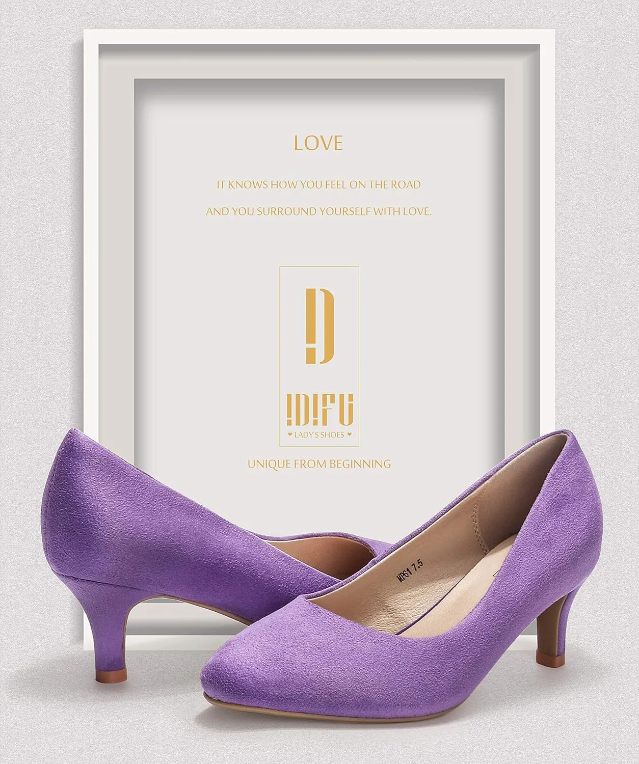 IDIFU Women's Classic Low Heels Dress Pumps 2 Inch Kitten Heel Round Toe Office Wedding Shoes