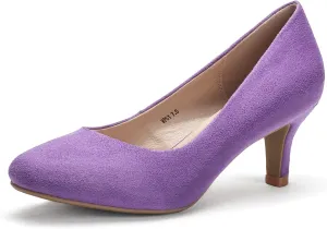IDIFU Women's Classic Low Heels Dress Pumps 2 Inch Kitten Heel Round Toe Office Wedding Shoes