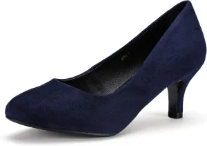 IDIFU Women's Classic Low Heels Dress Pumps 2 Inch Kitten Heel Round Toe Office Wedding Shoes