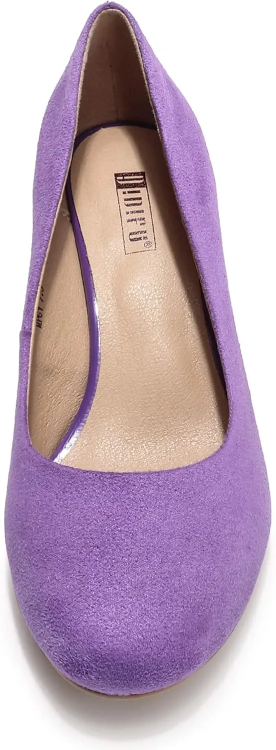 IDIFU Women's Classic Low Heels Dress Pumps 2 Inch Kitten Heel Round Toe Office Wedding Shoes