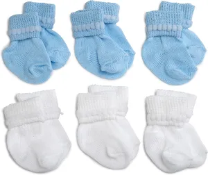 Jefferies Socks Baby Girls Boys Rock-A-Bye Bootie Socks 6 Pack, White/Blue, 0-9 Months