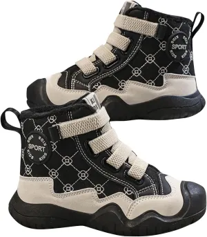 Kids Winter Barefoot Hiking Boots Wide Toe Box Waterproof Fleece Lined Platform Sneakers for Boys Girls