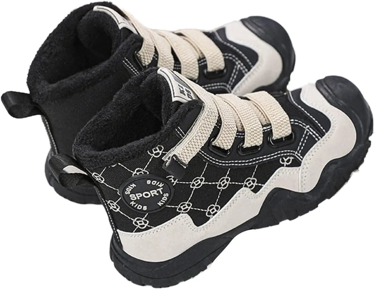 Kids Winter Barefoot Hiking Boots Wide Toe Box Waterproof Fleece Lined Platform Sneakers for Boys Girls