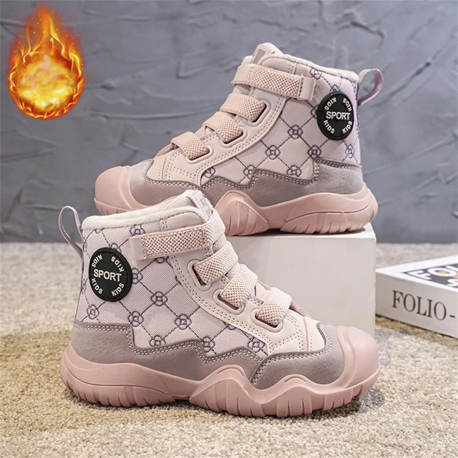 Kids Winter Barefoot Hiking Boots Wide Toe Box Waterproof Fleece Lined Platform Sneakers for Boys Girls