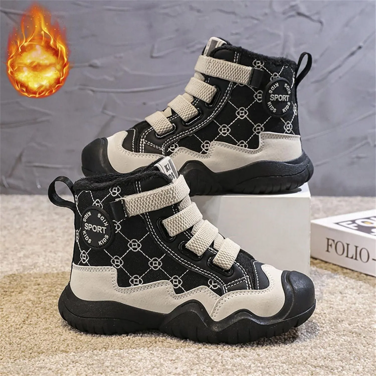 Kids Winter Barefoot Hiking Boots Wide Toe Box Waterproof Fleece Lined Platform Sneakers for Boys Girls