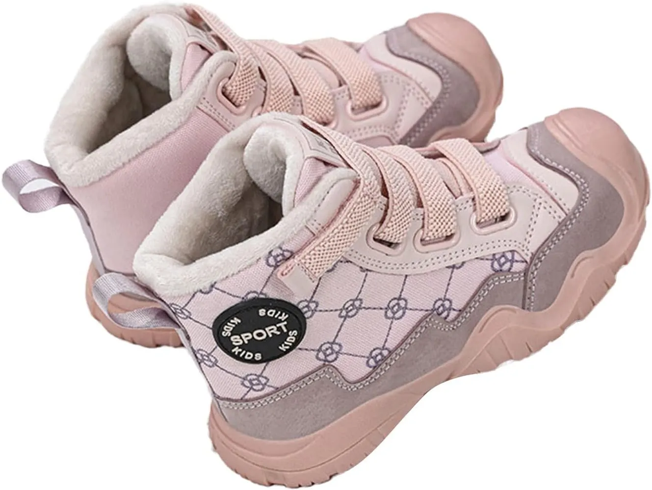 Kids Winter Barefoot Hiking Boots Wide Toe Box Waterproof Fleece Lined Platform Sneakers for Boys Girls