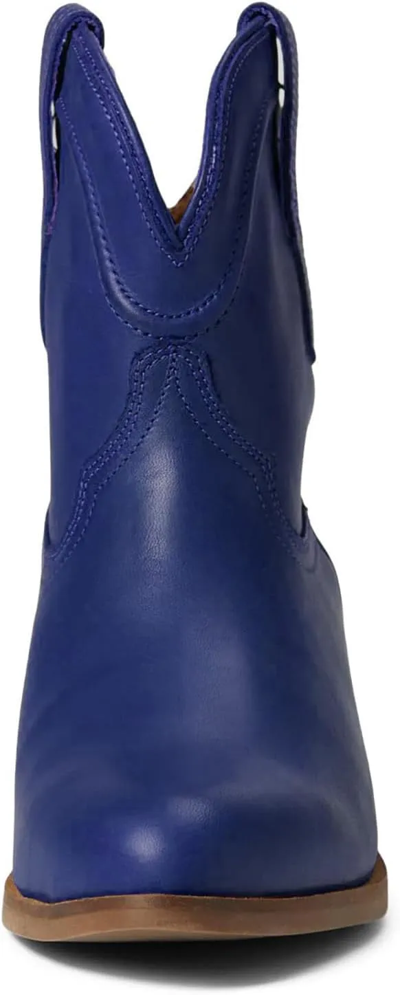 LEHOOR Women Cowboy Western Ankle Boots Pointed toe Low Stacked Heel Cowgirl Booties V Cut Retro Slouch 2 Inch Chunky Block Heel Slip On Short Dress Boots Wide Calf Casual Winter 4-11 M US