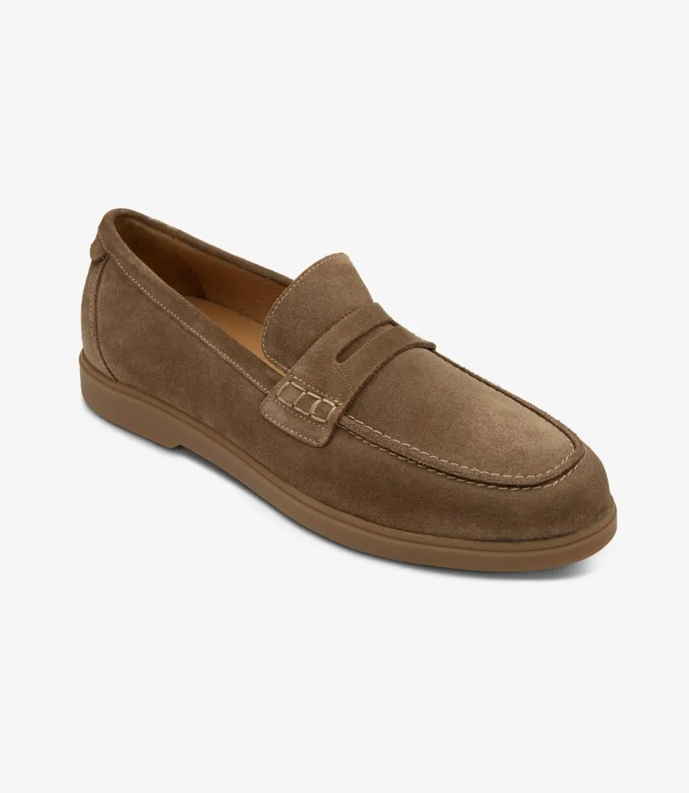 LOAKE LUCCA FLINT SUEDE LOAFER RUBBER SOLE F-MEDIUM