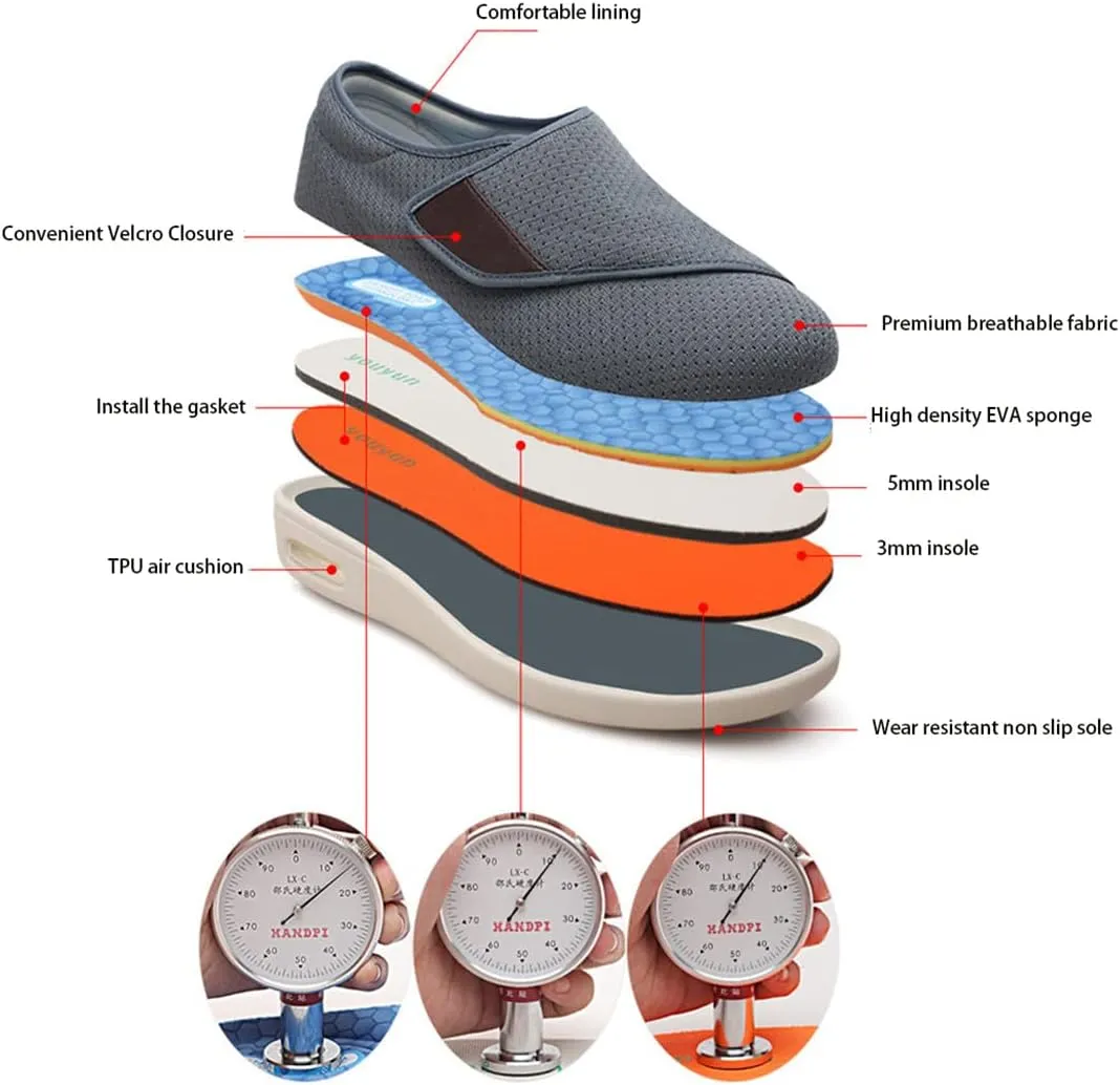 Men's Diabetic Shoes, Large Size Wide Orthopedic Edema Shoes Non-Slip Memory Foam Slippers for Swollen Feet Plantar Fasciitis