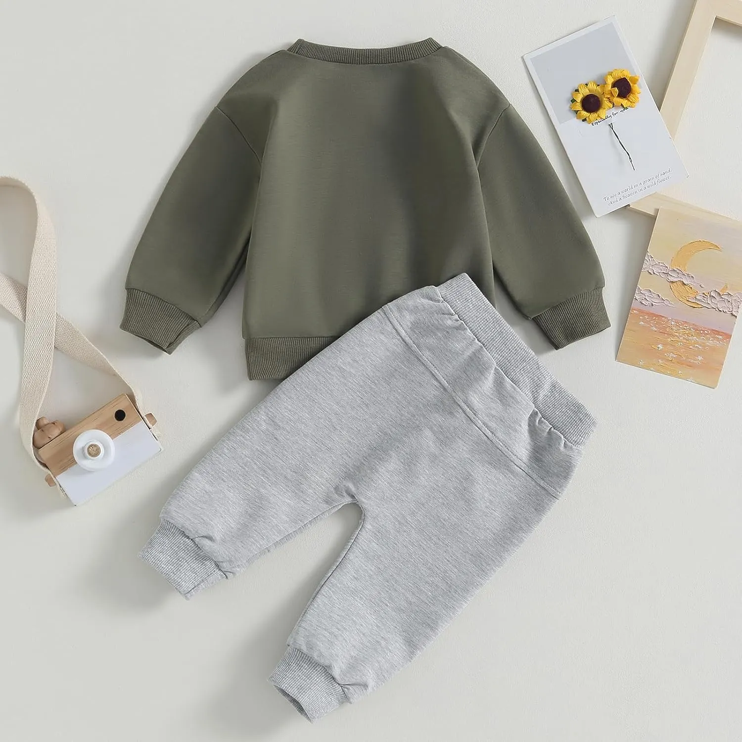 Newborn Baby Boy Fall Clothes Long Sleeve Round Neck Letter Print Sweatshirt Top Long Pants Cute Toddler Winter Outfits