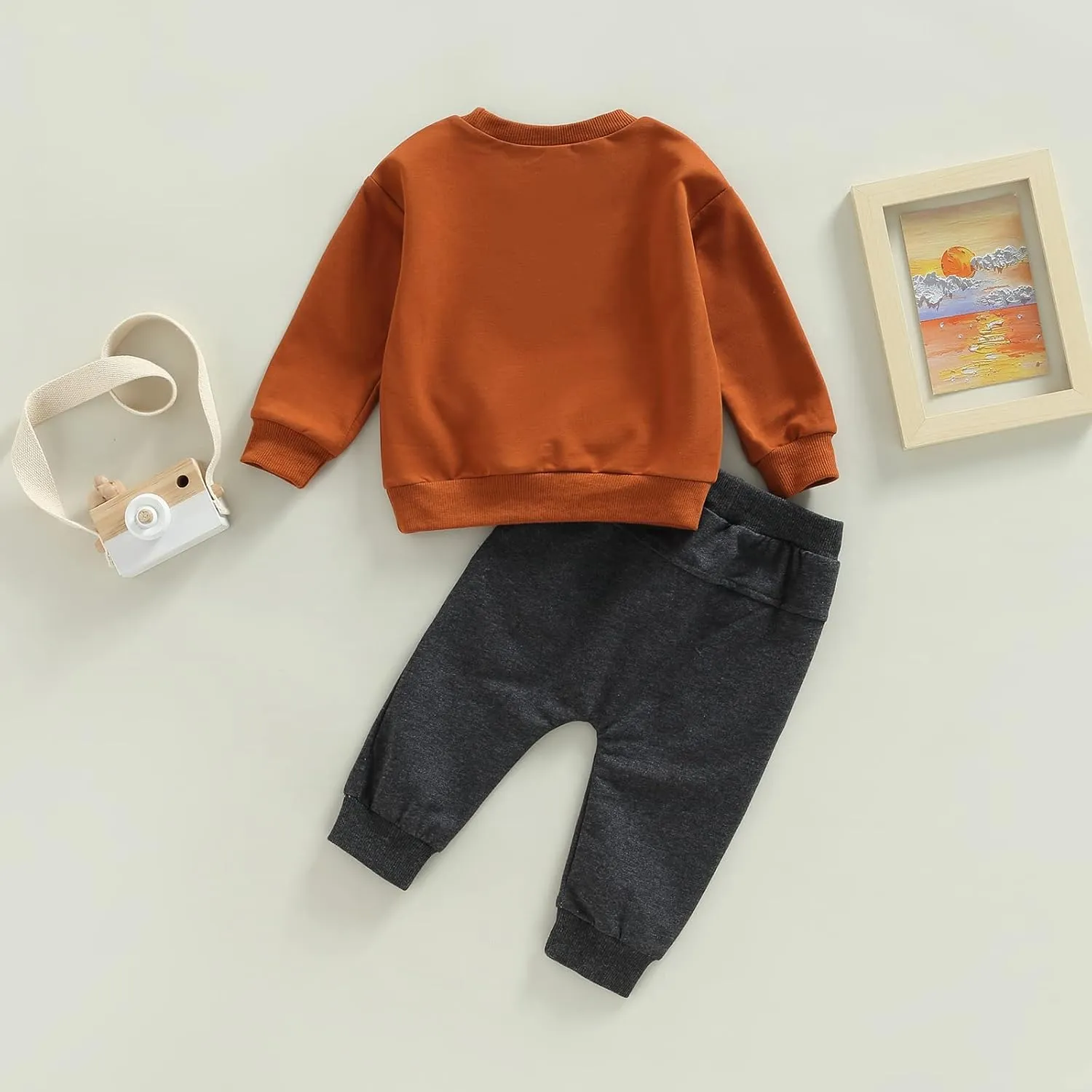 Newborn Baby Boy Fall Clothes Long Sleeve Round Neck Letter Print Sweatshirt Top Long Pants Cute Toddler Winter Outfits