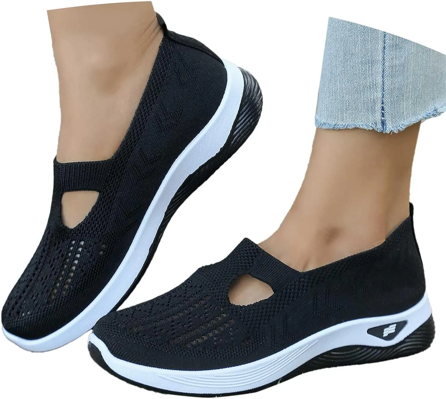 Orthowalk Womens Shoes Woven Arch Support Slip-On Sneakers Breathable Soft Indoor Outdoor Casual Walking Anti-Skid Sport Shoe