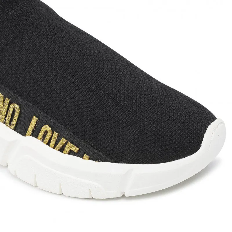 Scarpe Donna LOVE MOSCHINO Sneakers Running a Calzino colore Nero e Oro