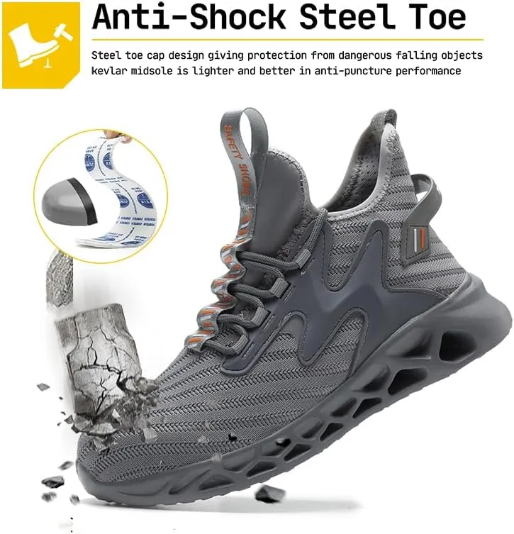 Steel Toe Work Shoes for Men Women Lightweight Comfortable Industrial & Construction Safety Boots