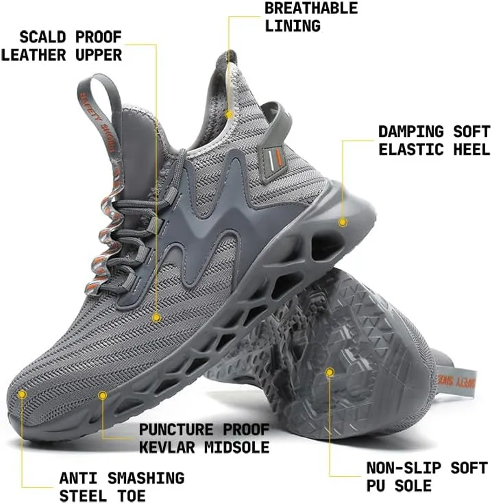 Steel Toe Work Shoes for Men Women Lightweight Comfortable Industrial & Construction Safety Boots