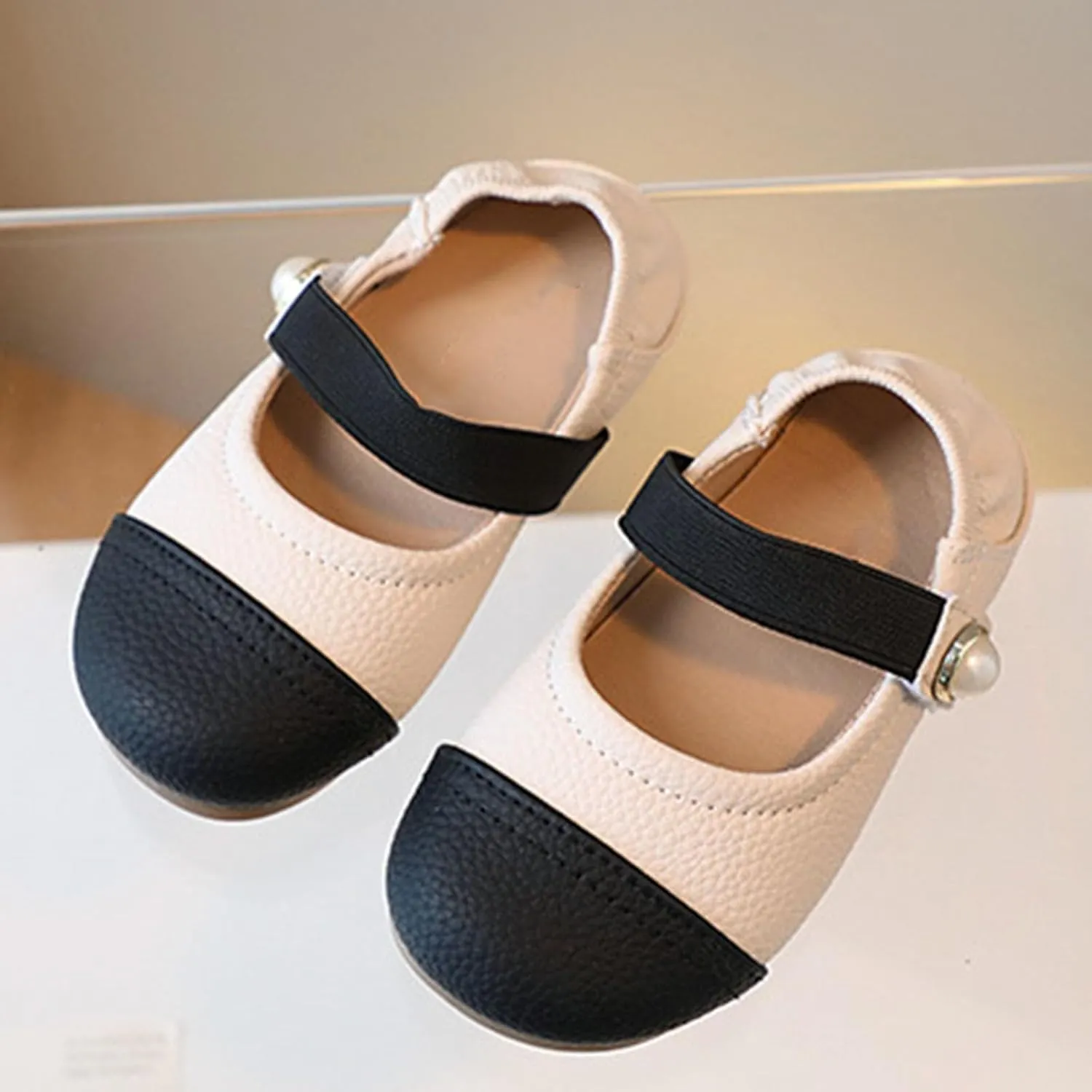 Toddler Girls Dress Shoes Color Block Mary Jane Ballet Flats Flower Girl School Party Wedding Shoes