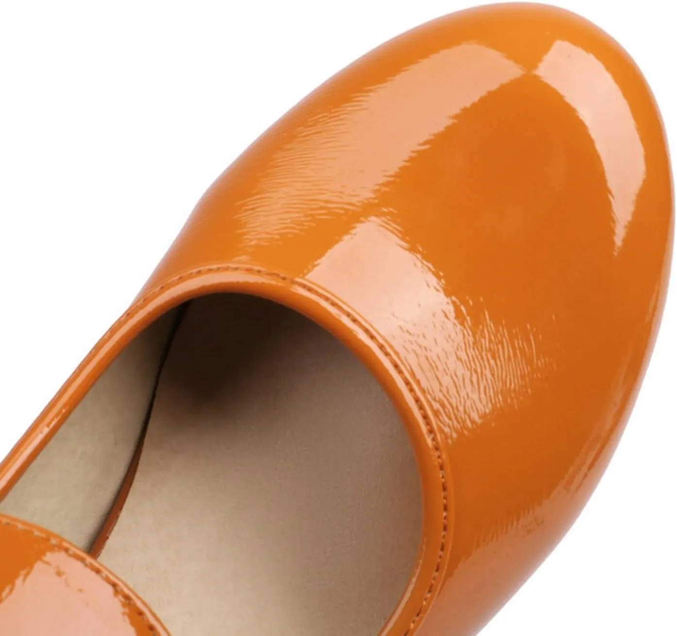 Women Retro Round Toe Mary Janes Patent Leather Chunky Mid Heel Pumps Casual Buckle Strap Dress Shoes
