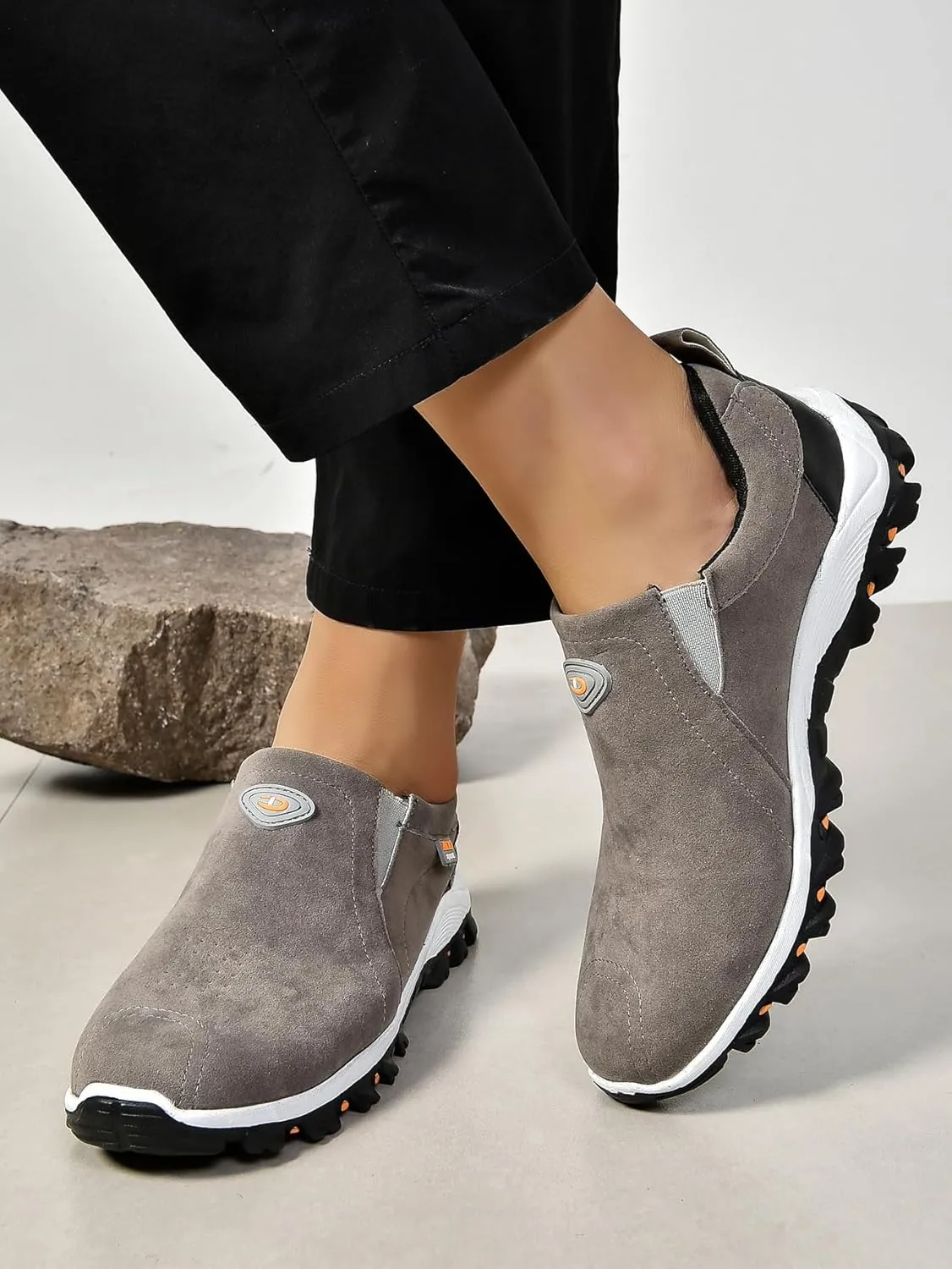 ZDLJYL Men's Suede Slip On Waterproof Anti-Slip Lightweight Orthopedic Fashion Loafers,Casual Breathable Low-top Safety Sneakers Walking Boat Shoe