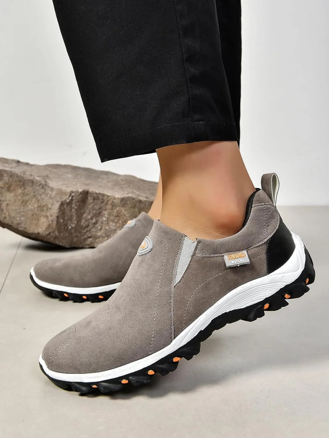 ZDLJYL Men's Suede Slip On Waterproof Anti-Slip Lightweight Orthopedic Fashion Loafers,Casual Breathable Low-top Safety Sneakers Walking Boat Shoe